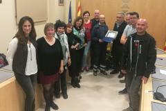 Dídac Rojano, al centre, va rebre l'homenatge de la Corporació Municipal